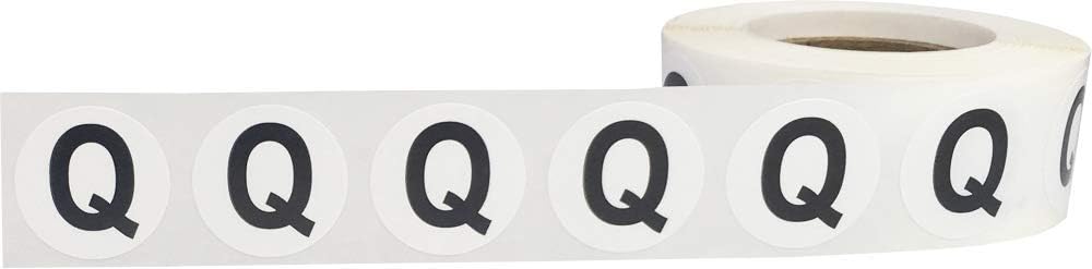 Letter Q Inventory Labels .75 Inch Round Circle Dots 500 Adhesive Stickers
