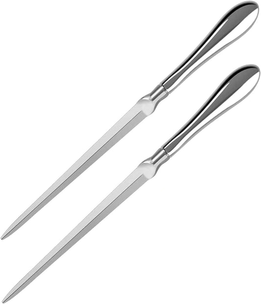 2 Pack Letter Opener, Envelope Open Slitter Metal Letter Opening Knife Silvery Hand Envelope Slitter for Home Office Supplies (9 Inch)