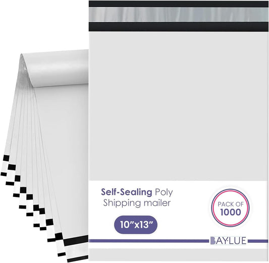 White Poly Mailers 10x13 Inch | Strong Adhesive Self-Seal Mailing Bag | Tamper, Tear, Water Resistant polymailer | Thick Strong Material Mailer Poly Bag | Clothing shipping Bags | 1000 Pcs Bulk