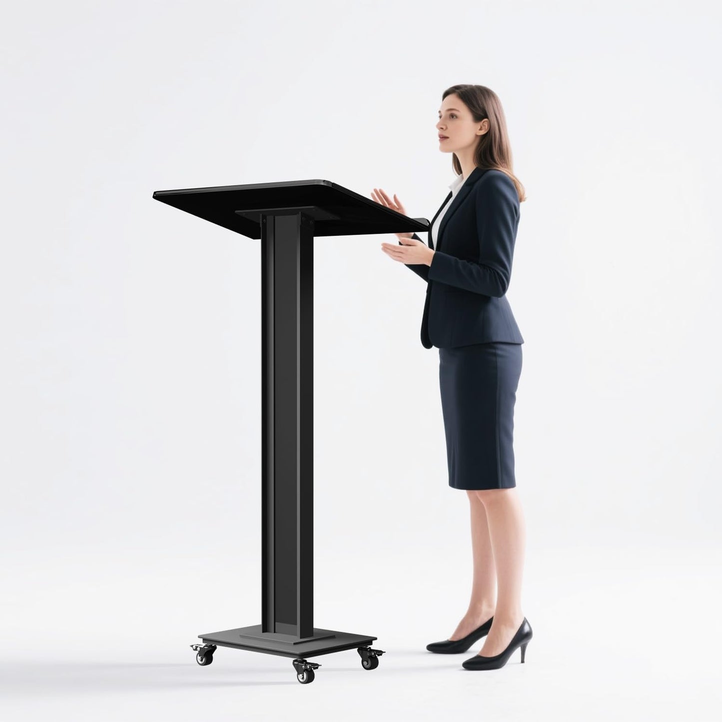 Acrylic Podiums Stand with Heavy-Duty Iron Bottom, Large Mobile Pulpits for Churches, Lectern for Conferences, Speeches, Classroom, Office, Wedding Event