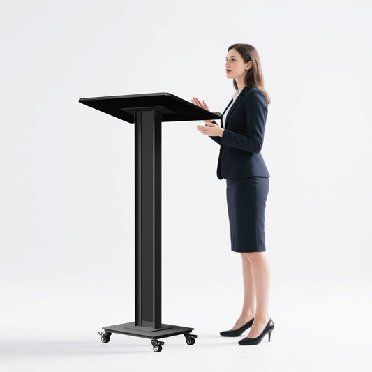 Acrylic Podiums Stand with Heavy-Duty Iron Bottom, Large Mobile Pulpits for Churches, Lectern for Conferences, Speeches, Classroom, Office, Wedding Event