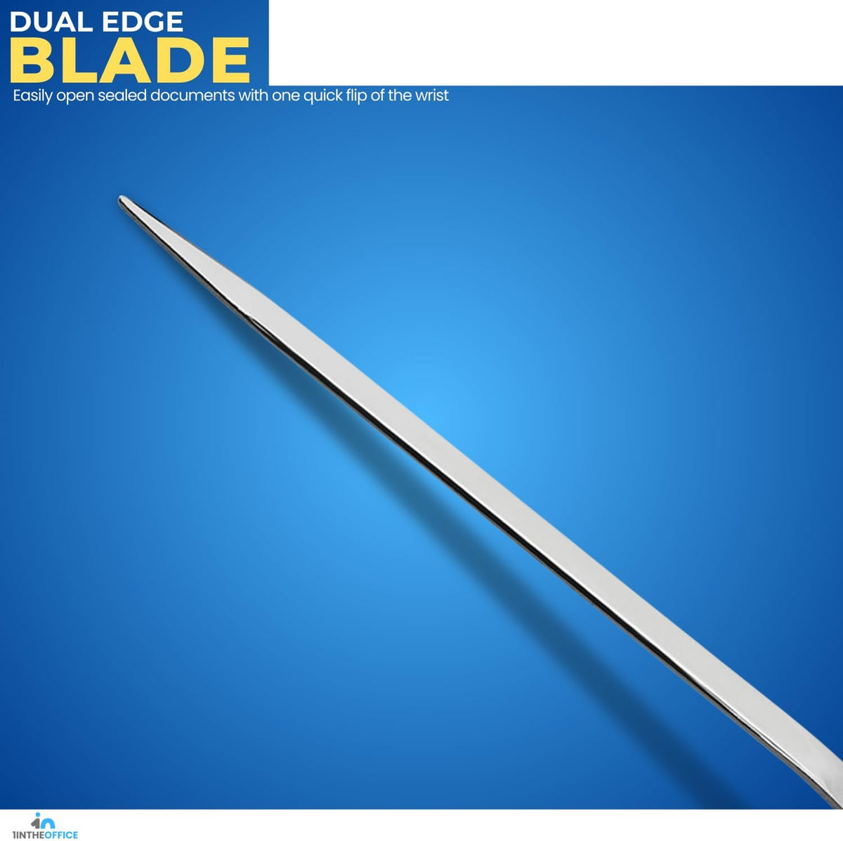 1InTheOffice Letter Opener, Stainless Steel Envelope Opener, Stainless Steel Hand Envelope Slitter (4 Pack)