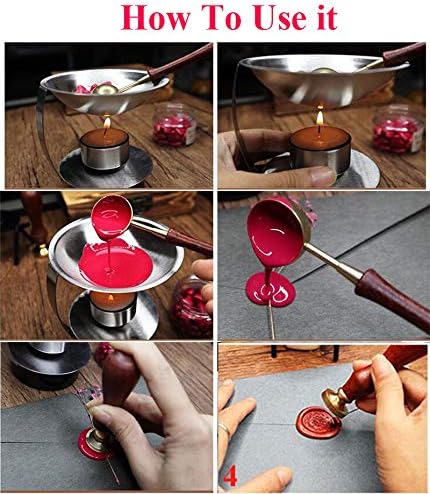 Vintage Customize Personalized Custom Monogram Initials Wedding Wax Seal Stamp Spoon Wax Stick Candle Gift Box kit Invitation Christmas Gift Wrap Custom Text Design Sealing Wax Seal Stamp Set