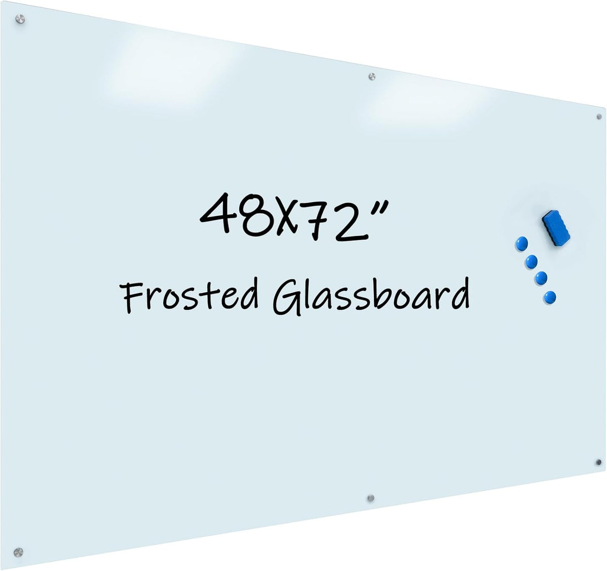Magnetic Frosted Glass Whiteboard - 48"x72"(120x180cm) Frameless Dry Erase Board White Board Surface Wall Mounted for Office, Classroom & Home