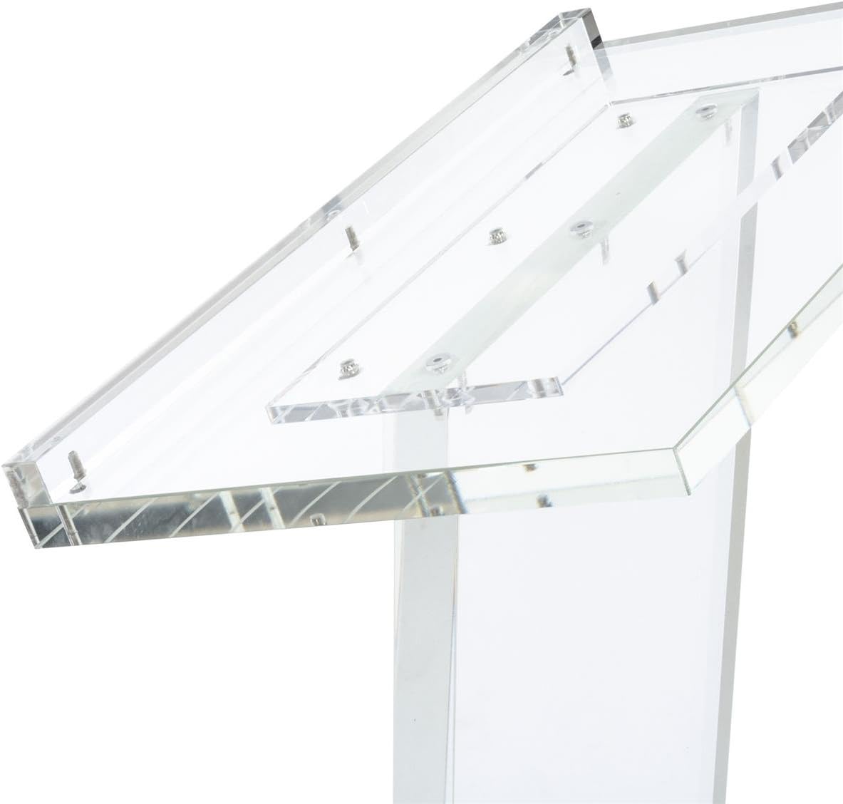 Tall Clear Podium, Floor Standing Lectern with Lip for Books or Presentation (Acrylic)