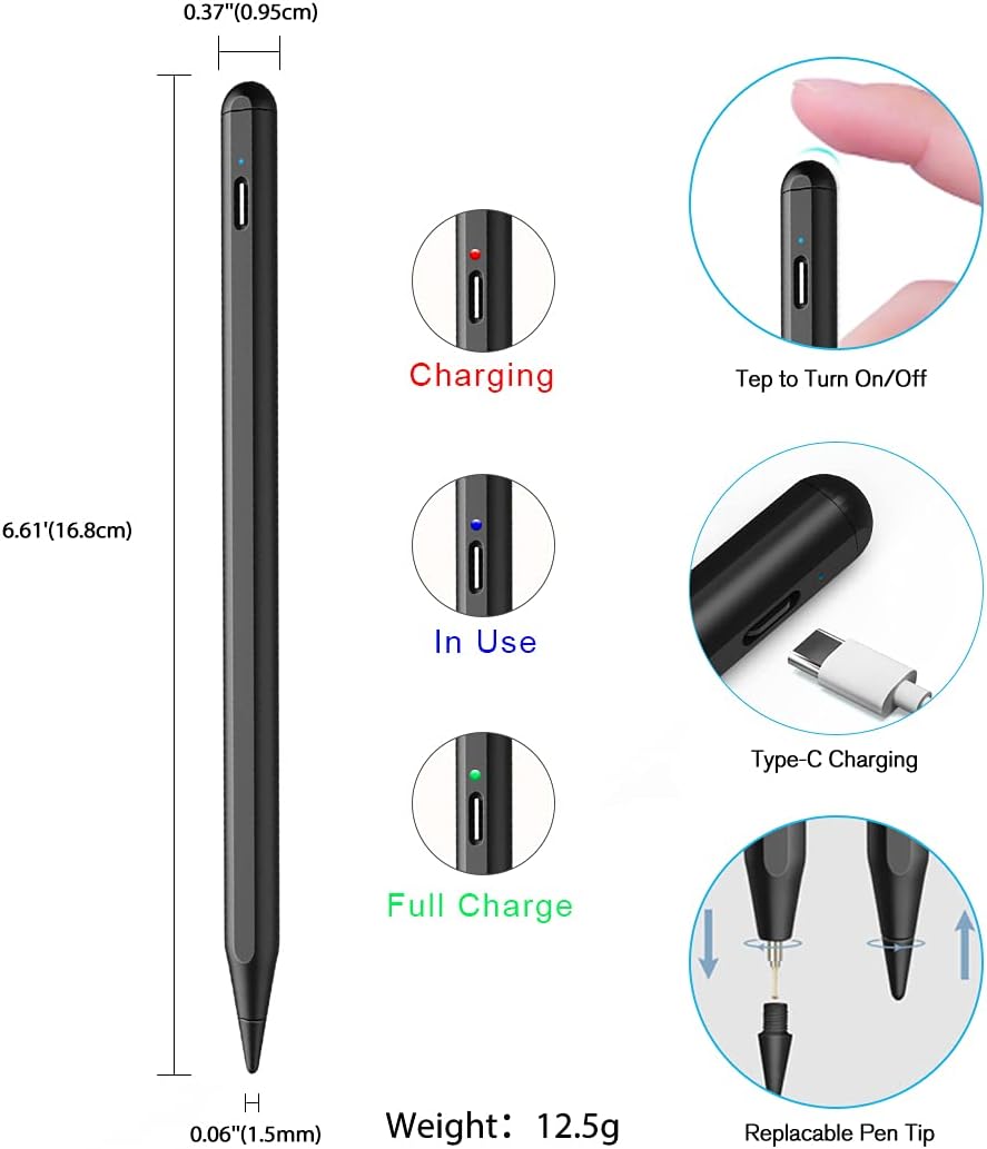 ANYQOO Stylus Pen for iPad 6th-11th Generation - Fast Charge Magnetic Pencil, Compatible with 2018-2025 Apple iPad Pro 11"/12.9"/M4, iPad Air 3/4/5/M2/M3, iPad mini 5/6 Gen/A17Pro