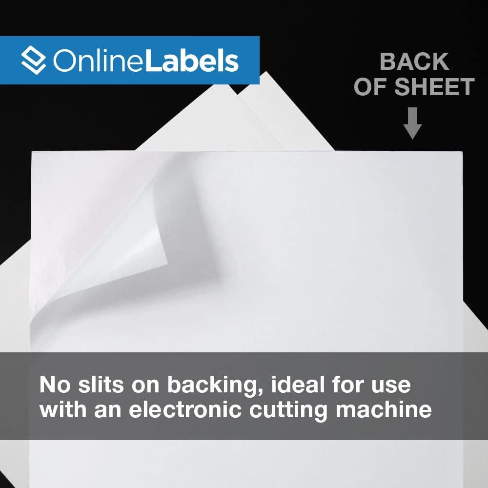 Removable Sticker Paper, White Matte, 500 Sheets, 8.5 x 11 Full Sheet Label, Inkjet or Laser Printer, Online Labels