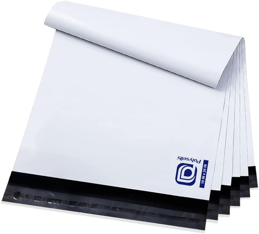 POLYSELLS 50 pcs 19x24 Inches White Poly Mailers Shipping Envelopes, Strong Adhesive Sealing, Waterproof, and Tear-resistant Postal Mailing Bags for Clothing, Books, and Accessories