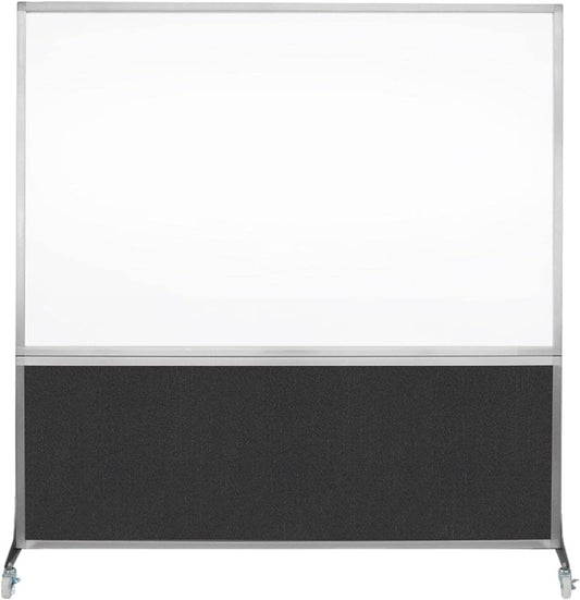 DivideWrite Mobile Whiteboard | Double Sided Dry Erase Board | Portable Office Cubicle Partition | Display for Classrooms, Conference Rooms, Meeting Areas and More | Black Fabric 6' Wide X 6' Tall