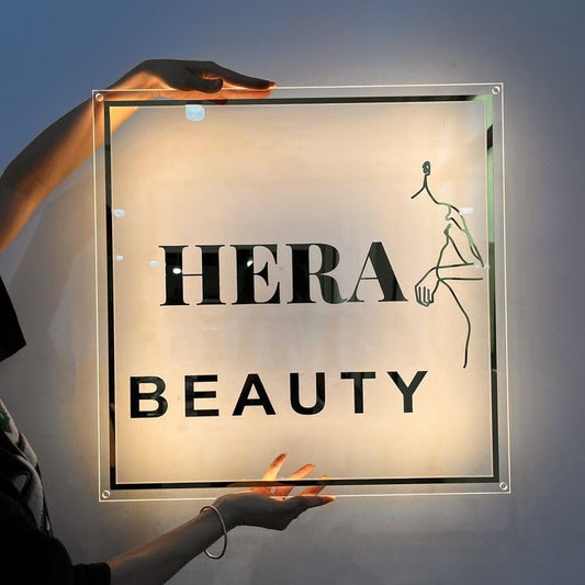 Custom Backlit Acrylic Sign, Illuminated Business Logo Sign, Personalized LED Logo Neon Signs for Business Office Beauty Salon Decor (Square, 15"~48")