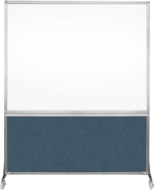 DivideWrite Mobile Whiteboard | Double Sided Dry Erase Board | Portable Office Cubicle Partition | Display for Classrooms, Conference Rooms, Meeting Areas and More | Caribbean Fabric 5' Wide x 6' Tall