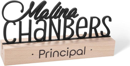 Custom Name Plate For Desk Wooden Office Name Plates For Desks Personalized Teacher Name Plate For Desk Classroom 7.9×1.2×1.8Inch