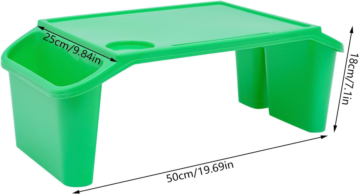 6 Pack Kids Lap Desk Tray with Storage Slots, Portable Lap Desk, Activity Tray, Drawing, Stackable, Writing, Eating, Classroom, 19.69" L x 9.84" W x 7.1" H (Green)