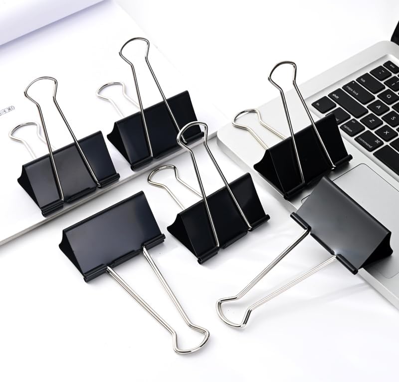 Extra Large Binder Clips 3 inch super big Binder Clips 6 Pack Big Metal Paper Clamps Black (3 Inch)
