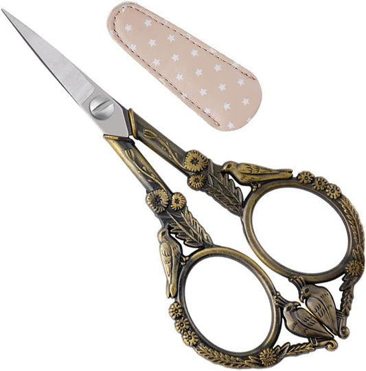 Small Embroidery Scissors with Cover -Cute and Comfortable handles with Sturdy and Sharp Tips for Precise Cutting, Perfect Size for Keeping in Your Sewing and Craft Supplies Kit