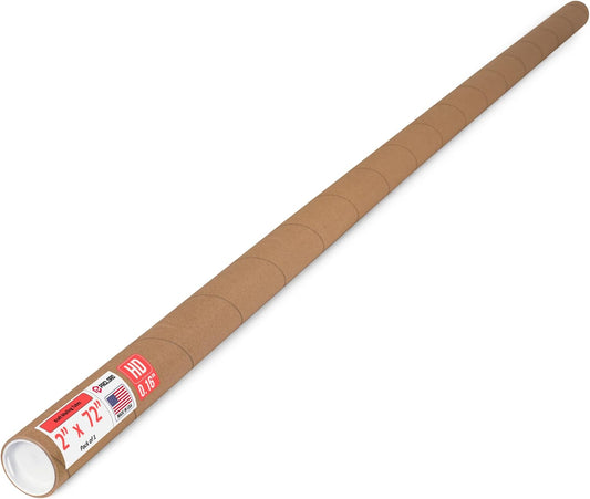 2" x 72" Heavy-Duty Reinforced Cardboard Mailing Tube, Pack of 1 Tube with 2 Caps – Secure USPS Approved – Great for Shipping and Storing of Prints, Artwork, Posters or Documents