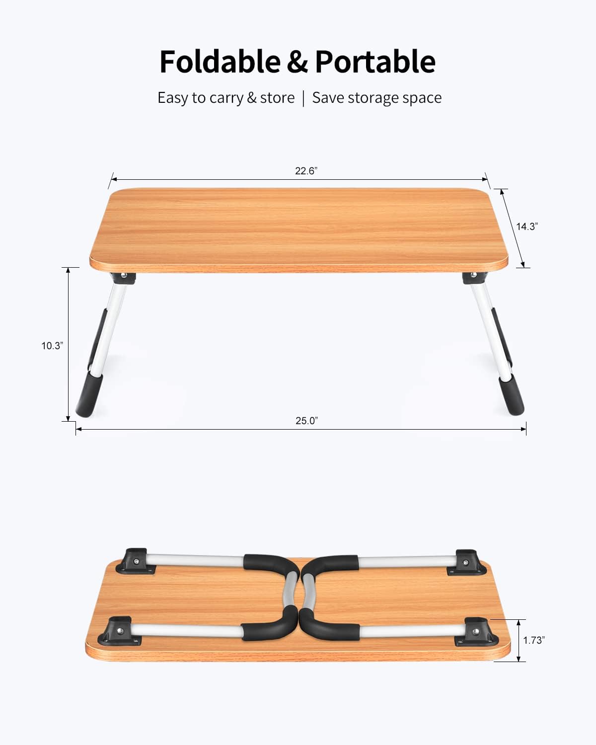Ruxury Folding Lap Desk Laptop Stand Bed Desk Table Tray, Breakfast Serving Tray, Portable & Lightweight Mini Table for Sofa Couch Floor - - Wood