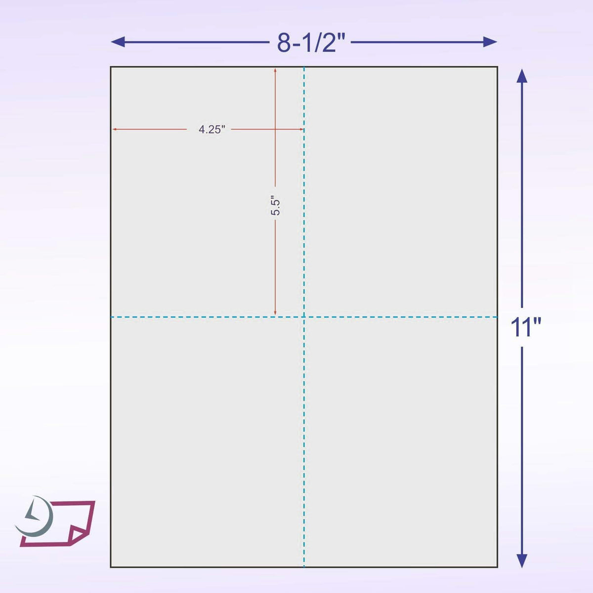 8-1/2" x 11" Laser/Inkjet Postcards 4 Per Page, (4-1/4" x 5-1/2" Each Card | Gray, 4000 Cards)