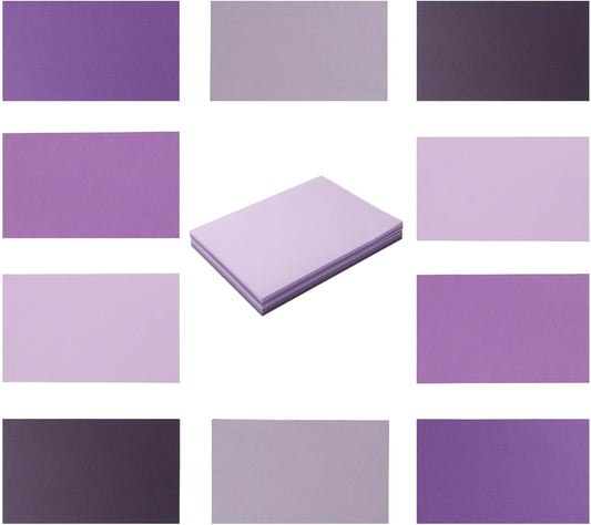 50 Sheets Small Colored Cardstock Paper 5 Colors Blank Flash Cards, 250 GSM Heavy Card Stock for DIY Art Projects, Cards (Purple, 3x5)