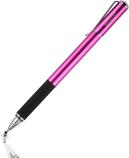 Mixoo 2-in-1 Precision Disc & Fiber Stylus with 3 Replaceable Tips for Capacitive Touch Screen Devices (Purple)