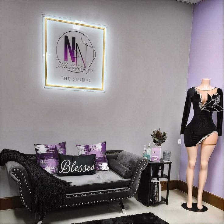 Custom Backlit Acrylic Sign, Illuminated Business Logo Sign, Personalized LED Logo Neon Signs for Business Office Beauty Salon Decor (Square, 15"~48")