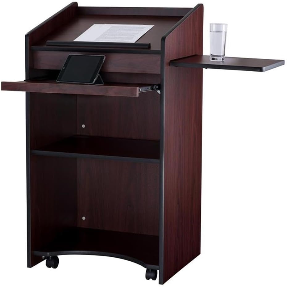 Pemberly Row Modern Wood Aristocrat Non-Sound Lectern in Mahogany