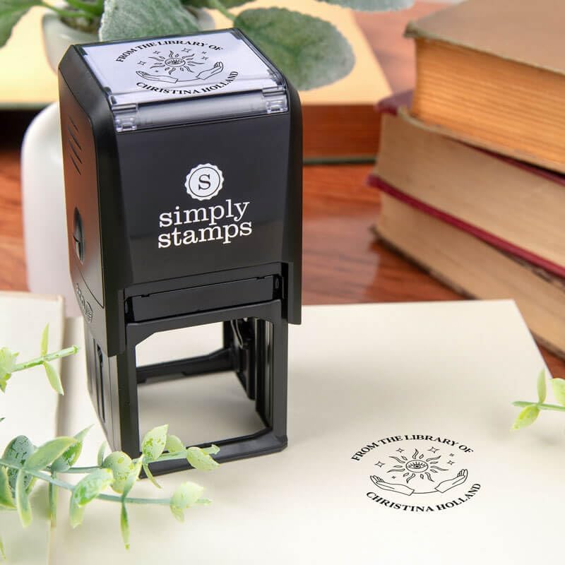 from The Library of Embossers & Stamps for Fantasy Book Readers | Custom Embosser | Custom Stamp | Ex Libris | Elevate Your Fantasy Collection of Stories and Novels (Design 18, Self-Inking Stamp)