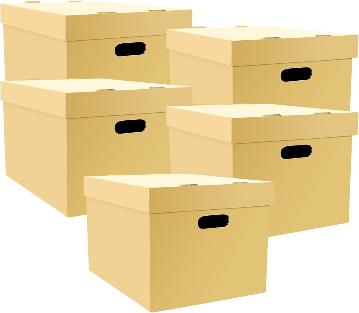 Lineco, Archival Storage Cartons, Ready-To-Assemble, for Documents or Photos, Acid-Free, Buffered Corrugated Board, 12 x 15 10 in, Tan, Pack of 5