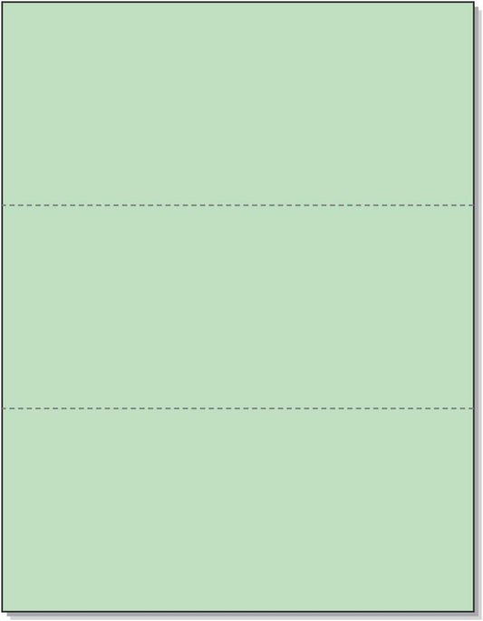 NextDayLabels - Pack of 500 Sheets, 8-1/2 x 11" Letter Size Perforated Paper (Green, Perf @ 3-2/3" and 7-1/3")