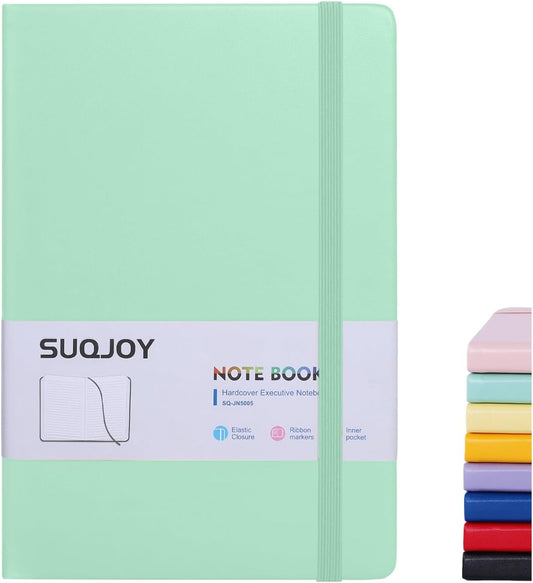 Lined Journal Notebook for Women Men,5.5"x8.3",100 GSM Thick Paper, A5 Hardcover Leather Journaling Notebooks for Writing,Travel,Work & School,College Ruled Journals for Note Taking Diary(Light Green)