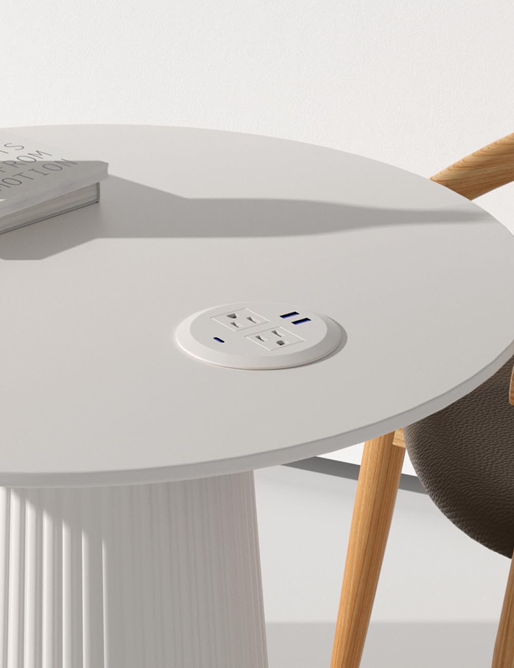 2PCS 3 Inch Desktop Power Grommet,10ft Cord,20W USB C Fast Charging Station,3-USB Port,Flush Mount.Round Recessed Power Strip Desk Hole Grommet Outlet for Workspace,Sofa,White