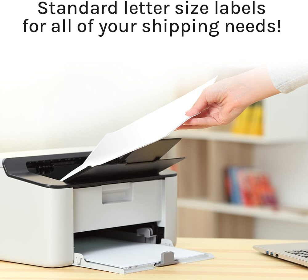 Premium Label Supply White Sticker Full Sheet Shipping Labels – 8.5" x 11" – Laser/Inkjet Compatible – (1 per Sheet), 500 Sheets - Letter Size