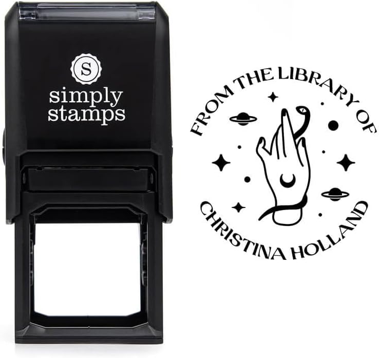 from The Library of Embossers & Stamps for Fantasy Book Readers | Custom Embosser | Custom Stamp | Ex Libris | Elevate Your Fantasy Collection of Stories and Novels (Design 6, Self-Inking Stamp)