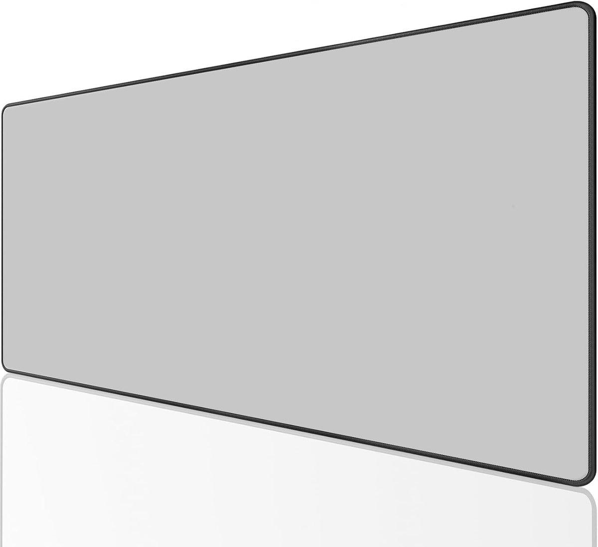 KTRIO Large Gaming Mouse Pad with Stitched Edges, Extended Mousepad with Superior Micro-Weave Cloth, Non-Slip Base, Water Resist Keyboard Pad for Gamer, Office & Home, 31.5x15.7in, Silver Grey