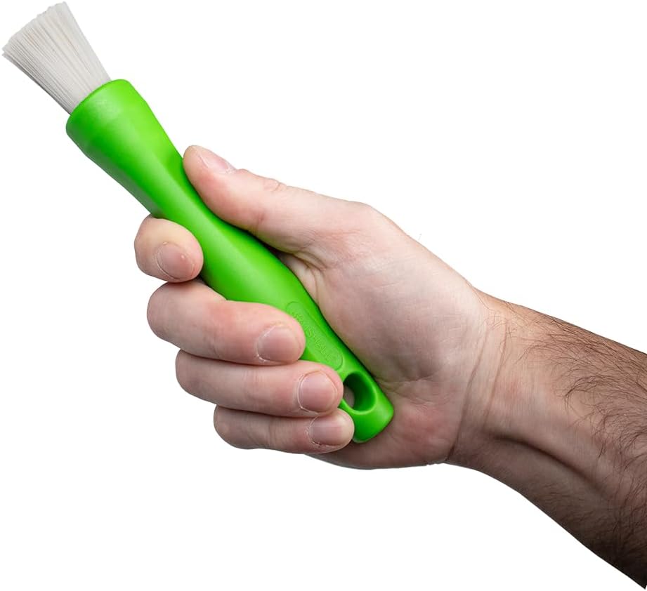 BrushAll® Wire Hand Brush with Ergonomic Handle and Tightly Packed Bristles for Kitchen, Garage, Indoor, Outdoor (Nylon) Patent Pending