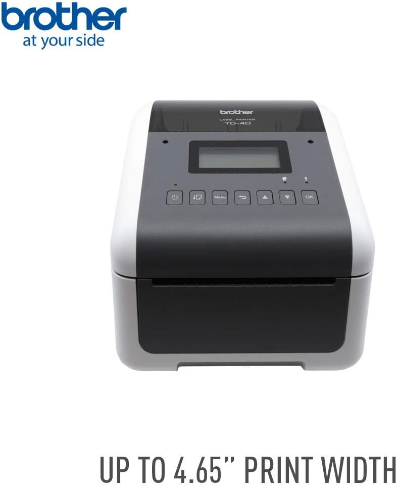 Brother TD-4550DNWB 4-inch Thermal Desktop Barcode and Label Printer, for Labels, Barcodes, Receipts and Tags, 300 dpi, 6 IPS, Standard USB and Serial, Ethernet LAN, Built-in Wi-Fi and Bluetooth,White