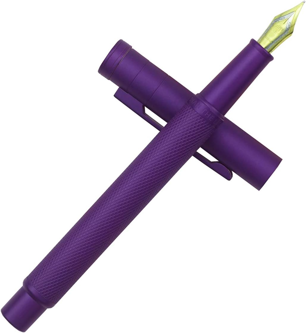 Asvine Purple Forest Fountain Pen Extra Fine Nib Classic Design with Converter and Metal Pen Case Set