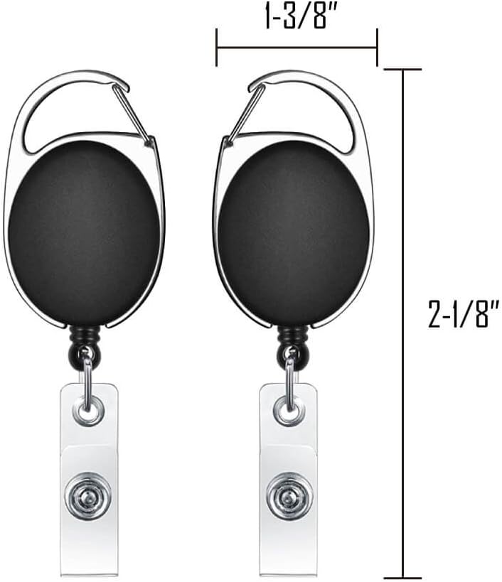 selizo 10pcs Retractable Badge Holders Retractable ID Badge Clips Badge Reels Retractable with Carabiner Reel Clip