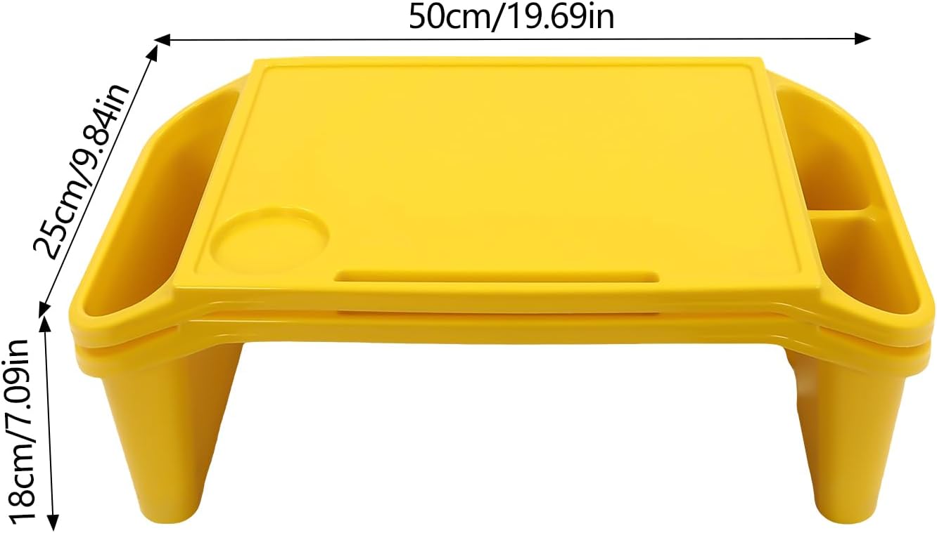6 Pack Kids Lap Desk Tray with Storage Slots, Portable Lap Desk, Activity Tray, Drawing, Stackable, Writing, Eating, Classroom, 19.69" L x 9.84" W x 7.1" H (Red+Green+Yellow)