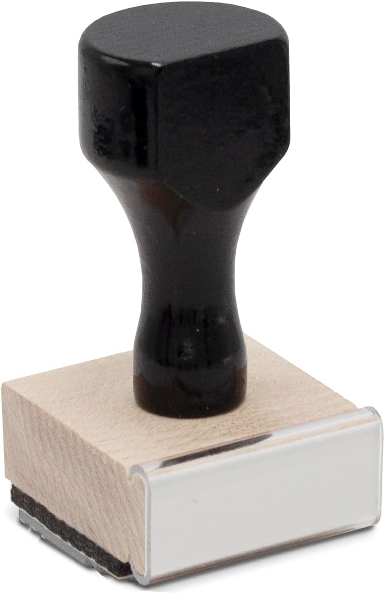 Infusion Custom Text Traditional Wood Stamp with Plastic Handle, 1" x 1"