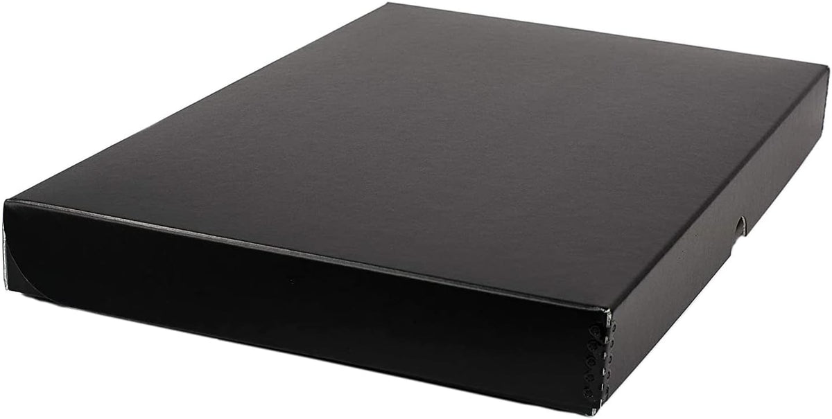 Lineco Folio Storage Box, Clamshell Design with Metal Edge. 11.5x17.5x1.75 Inches, Archival Boxboard, Preserve Photos, Cards, Magazines, Documents, Art, Ephemera, Family Records, Black, Pack of 2