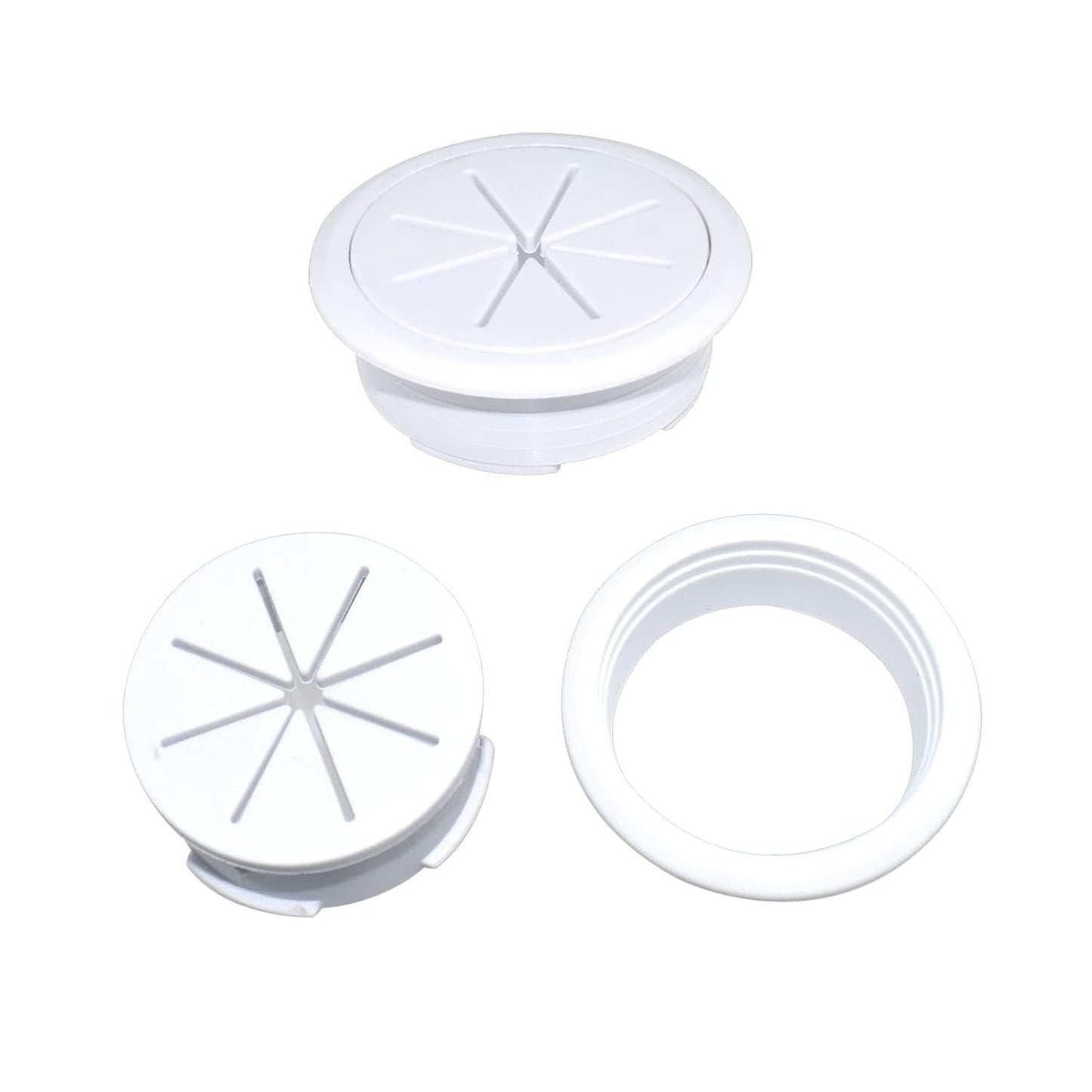 TuTuYa Desk Grommet, 6PCS Flexible 2 Inch (50mm) Desk Cable Grommet Desk Cable Hole Covers with Hole Saw, Ideal Solution for Office and Home Table Cable (White, 2Inch_50mm) (White)