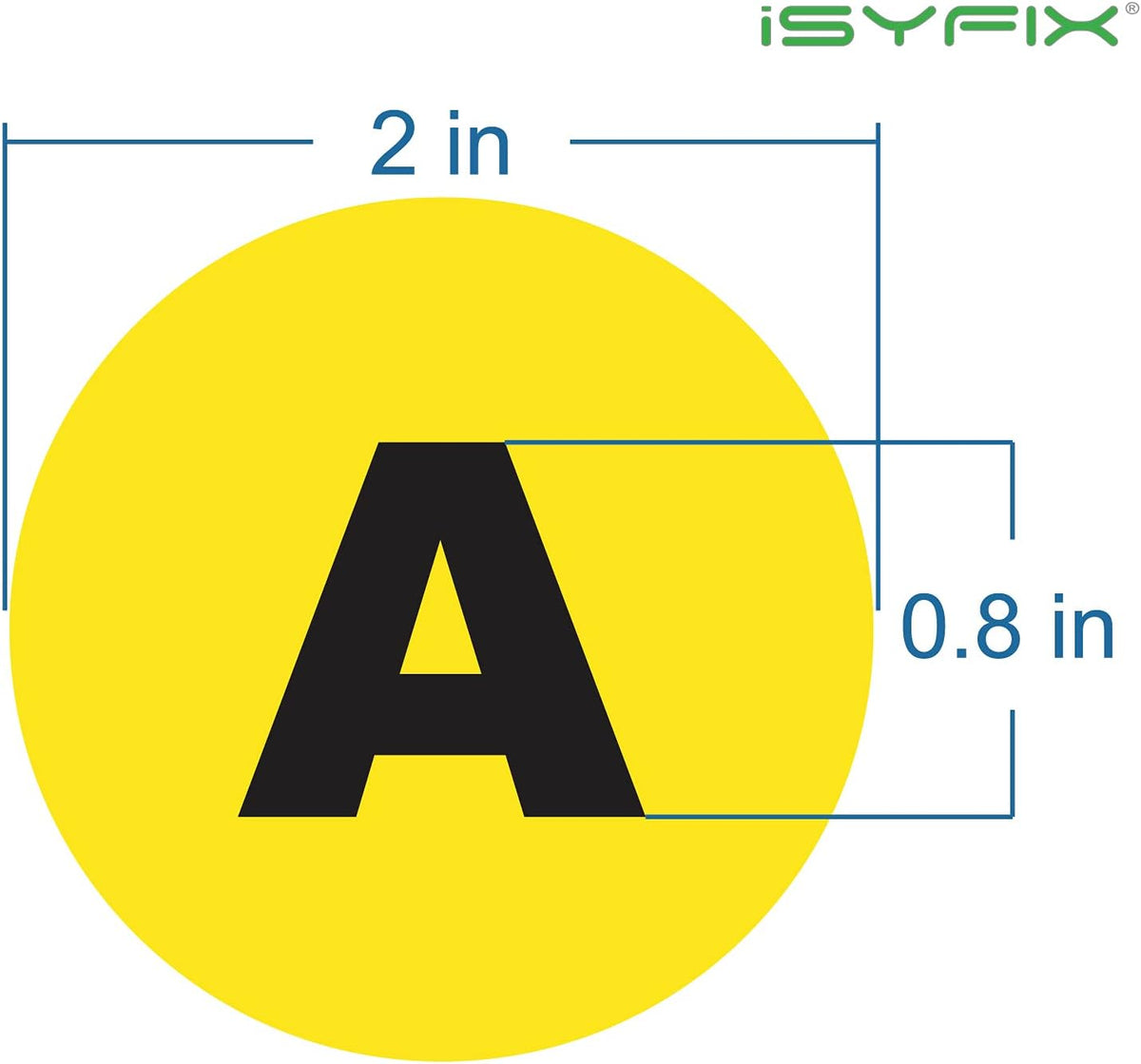 iSYFIX Yellow Vinyl Letters Stickers - 2 inch Self-Adhesive, A to Z, 4 of Each Letter - Decal for Indoor & Outdoor, For Inventory, Storage, Organizing, Alphabet for Boxes, Toolbox, Lockers & More
