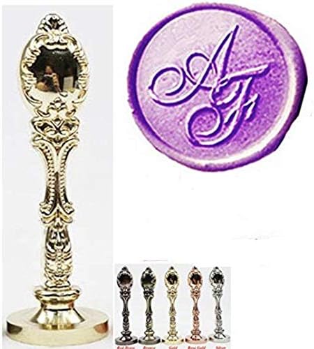Vintage Customize Personalized Custom Wedding Monogram Initials Sealing Wax Seal Stamp Gold Metal Handle Kit Custom Invitation Embellishment Christmas Gift Package Custom Words Wax Seal Stamp Set