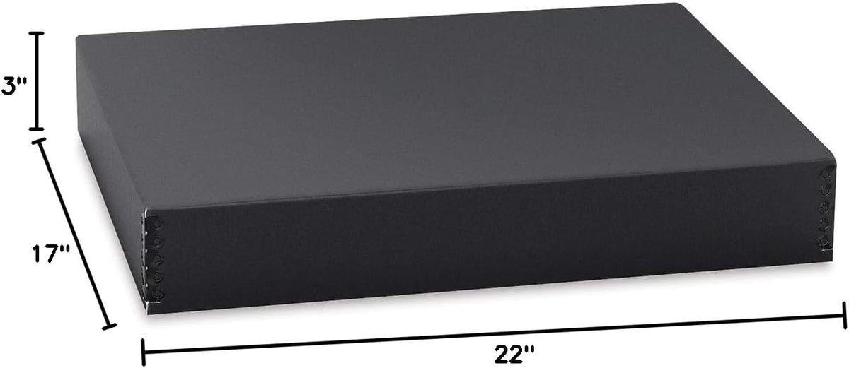 Lineco 17x22" Archival Print Storage Box, Drop Front Design, 3.0" Deep, Exterior Color: Black