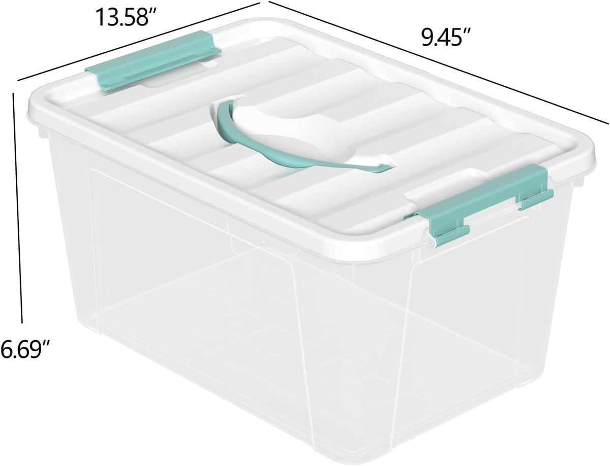Xyskin 14 Quart Clear Storage Bins with Lid and Green Handle, Storage Latch Box/Bin Organizing Container