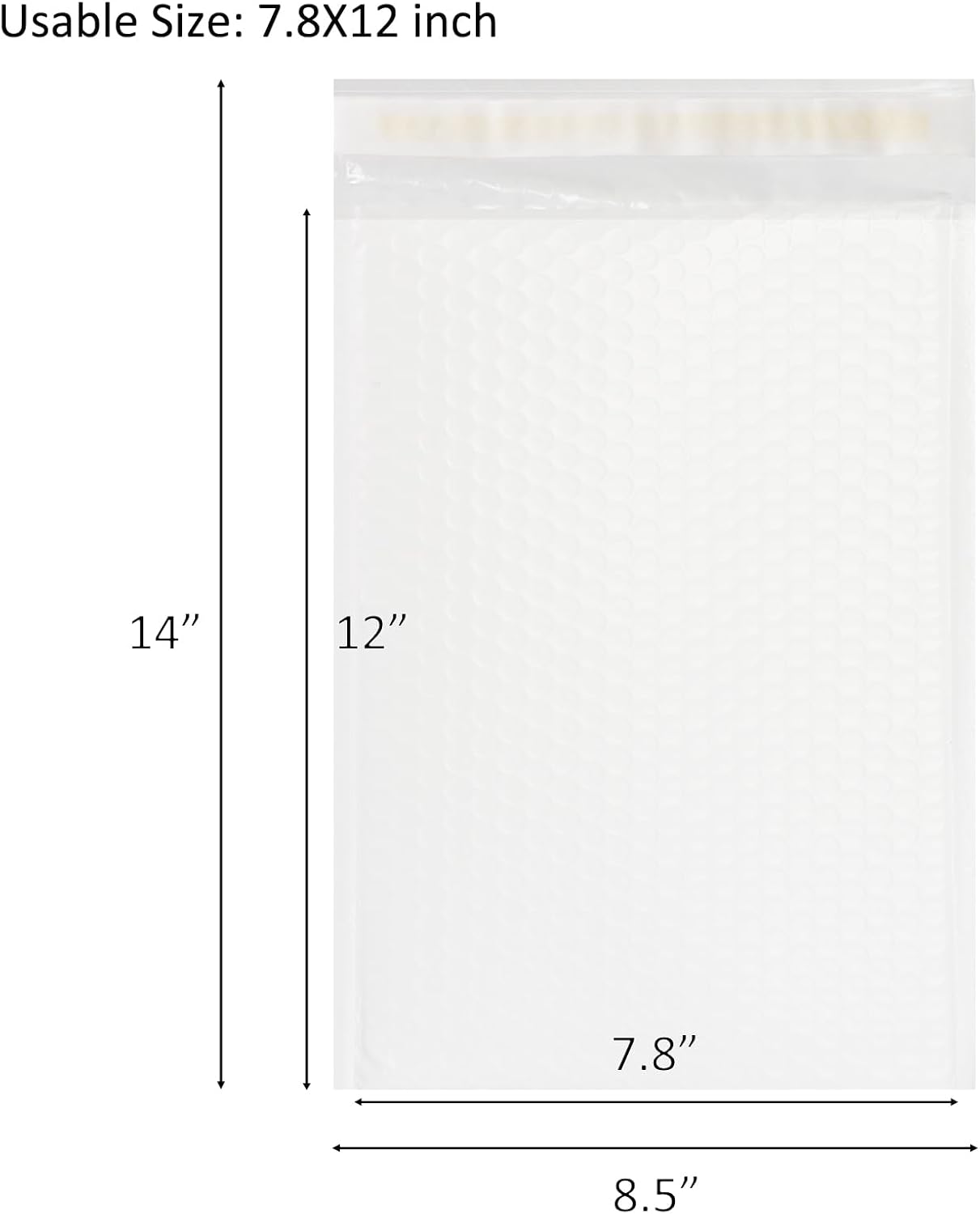 50 Pack White Bubble Mailers 8.5x12 Inch Poly Padded Envelopes Self-Seal Bubble Mailer Shipping Envelopes for Shipping Clothes, Packing