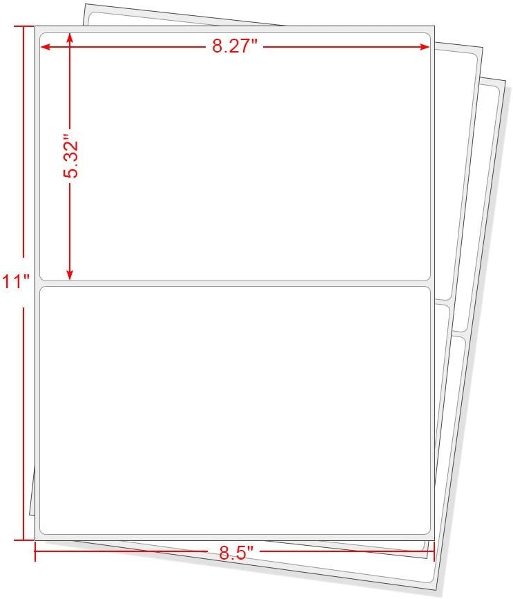 Round Corner Half Sheet Shipping Labels for Laser and Inkjet Printers,8.5" x 5.5" Address Labels Self Adhesive Mailing Labels(500 Sheets, 1000 Labels)