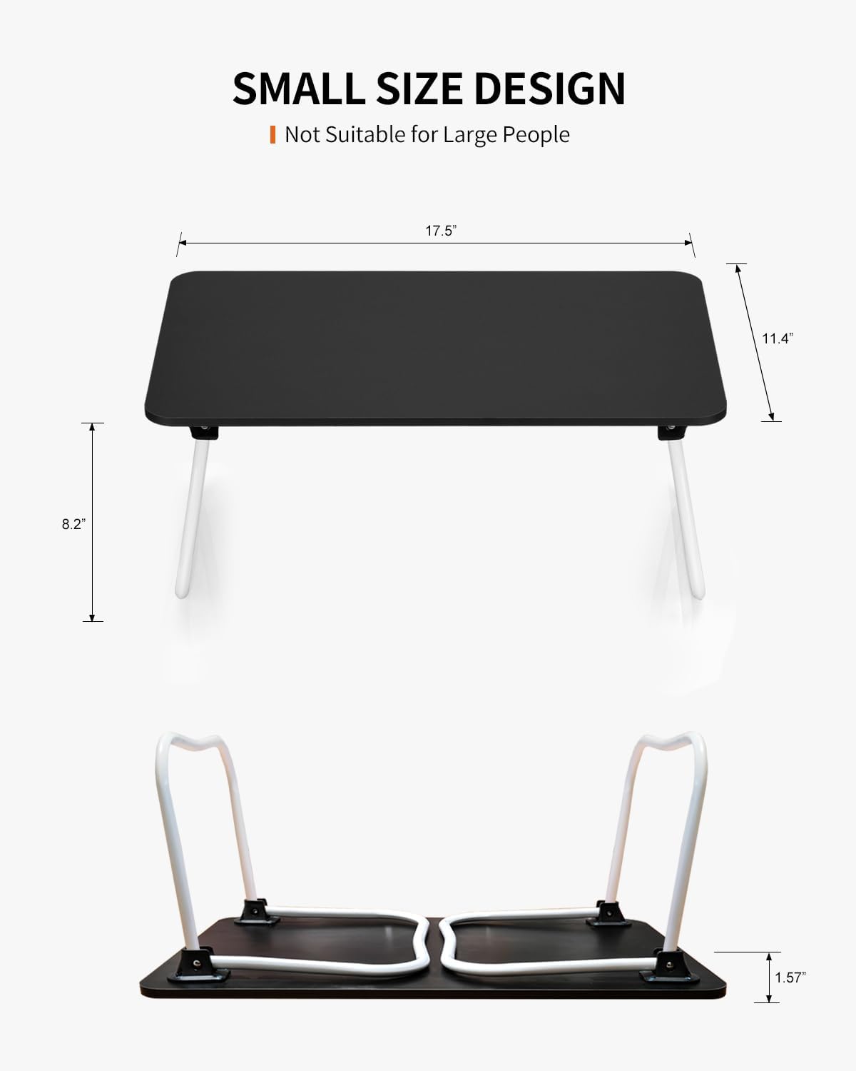 Foldable Lap Desk, Laptop Bed Desk, Portable Bed Table, Laptop Stand for Bed & Couch, Lightweight & Mini - Black