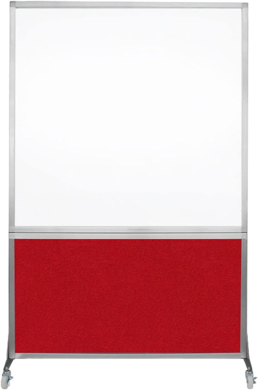 DivideWrite Mobile Whiteboard | Double Sided Dry Erase Board | Portable Office Cubicle Partition | Display for Classrooms, Conference Rooms, Meeting Areas and More | Red Fabric 4' Wide X 6' Tall